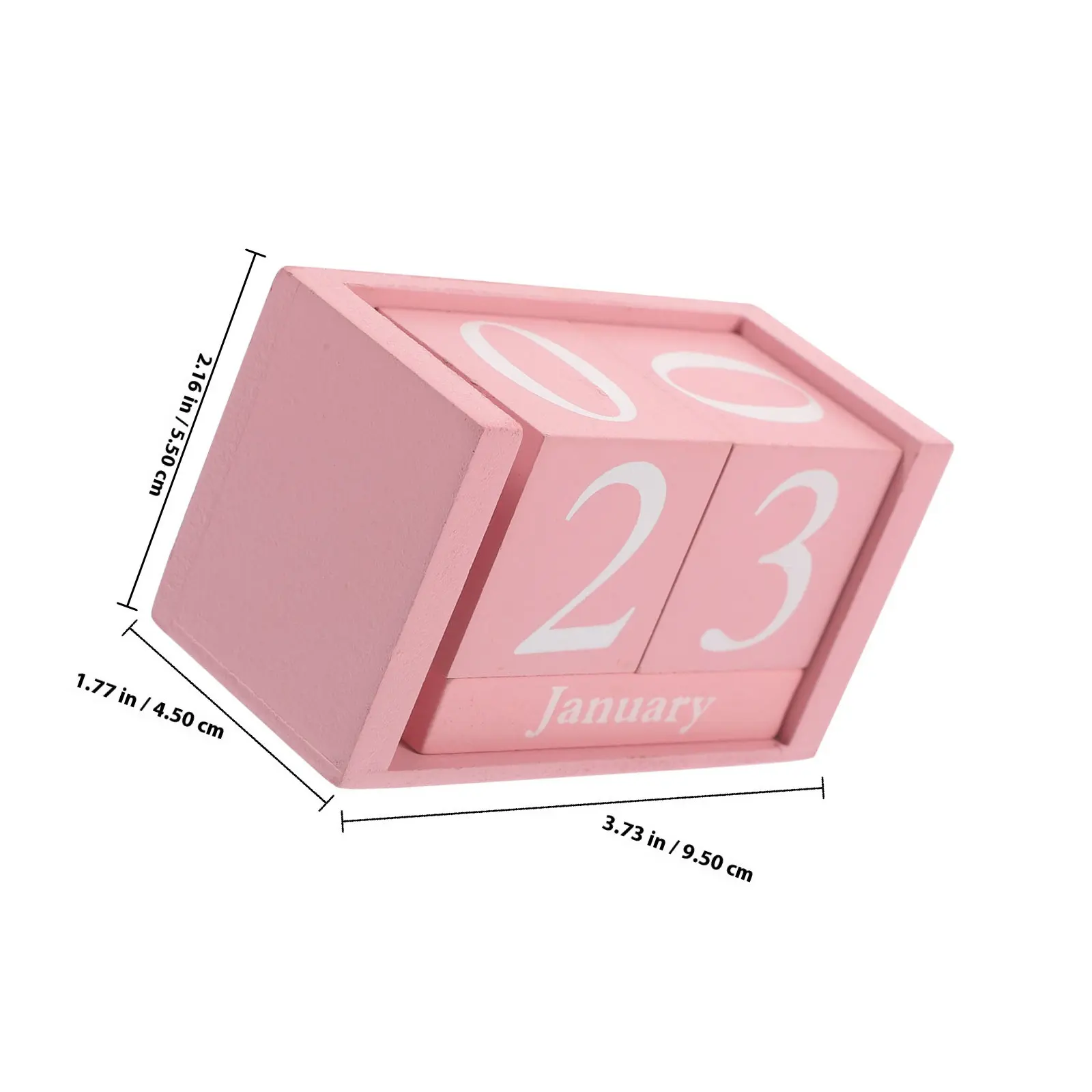 Perpetual Wooden Calendar Blocks Pink and White Manual Date Changer for Desk Home Office Decoration Stylish Retro Never Ending