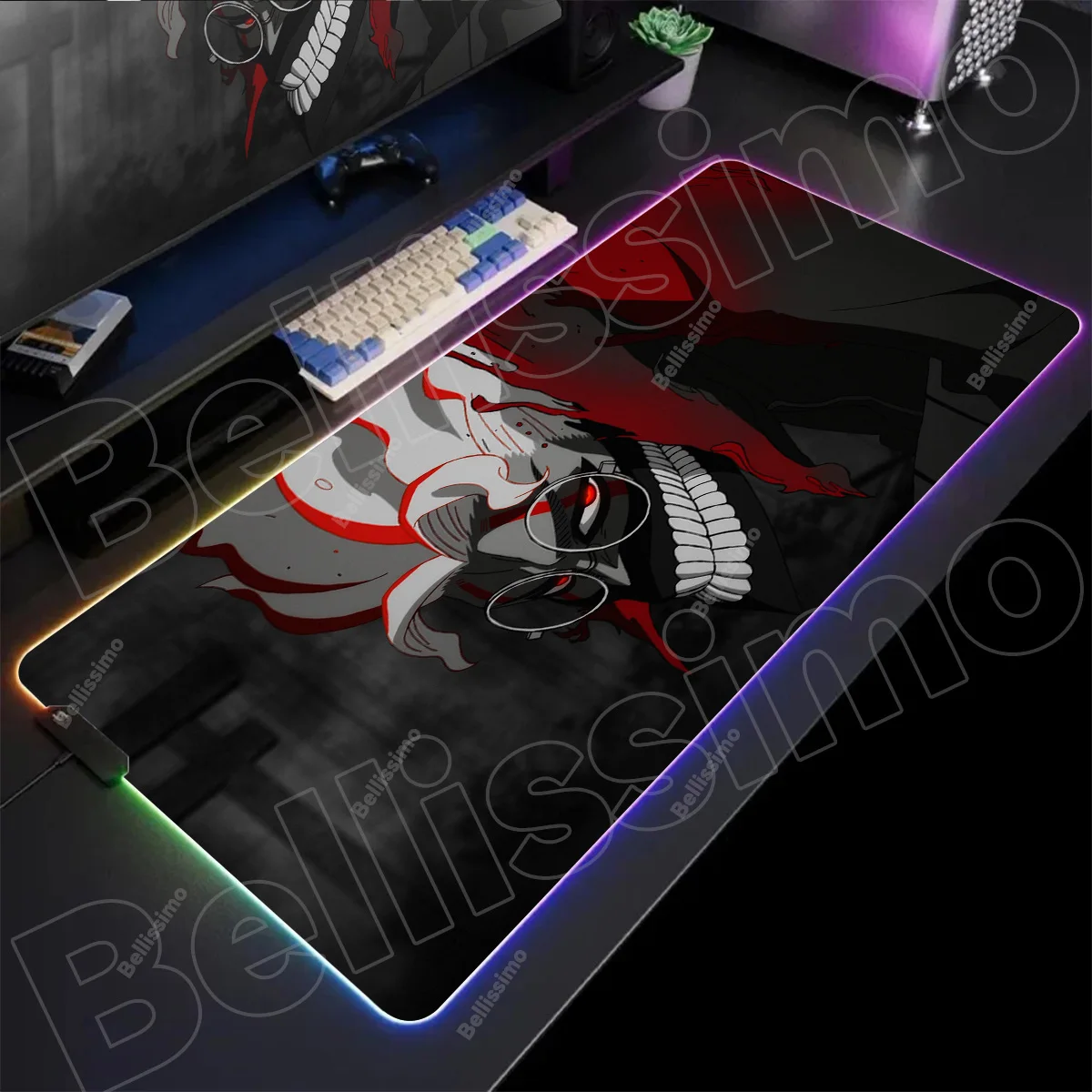Gaming RGB Mousepad XXL Anime Dandadan Keyboard Carpet LED Glowing Desktop Mat Ayase Momo Takakura Ken Seiko Lock Edge Mouse Pad