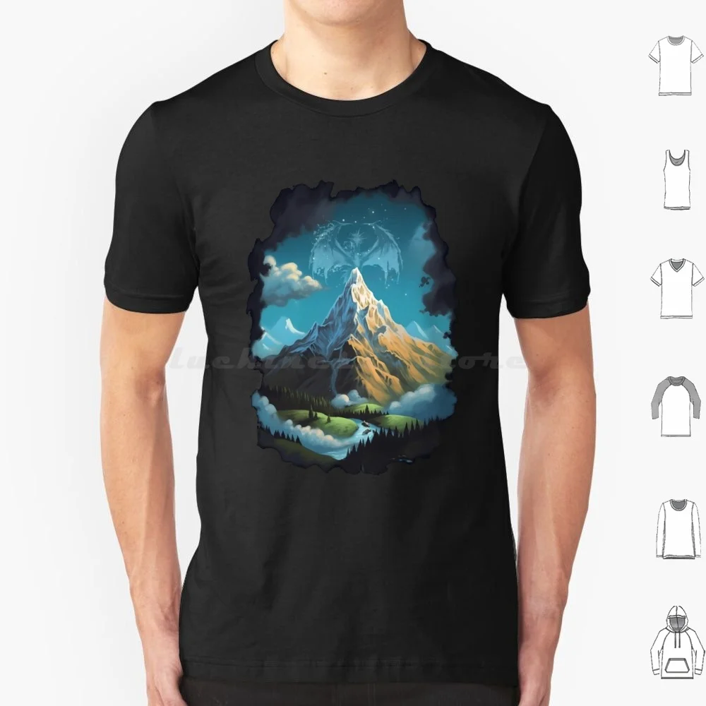 The Lonely Mountain And The Dragon-Fantasy T Shirt Cotton Men Women Diy Print Gandalf Tolkien Mordor Sauron Frodo Bilbo Geek