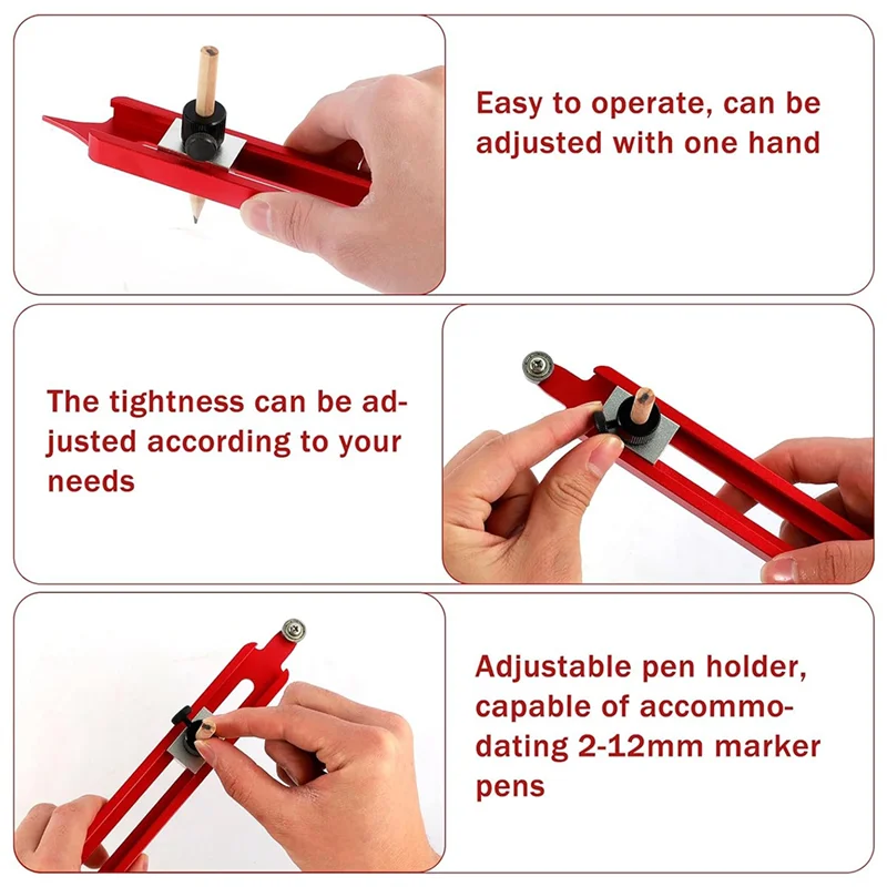 

ABBY-Contour Gauge Scribe Tool, Precise Profile Scribing Ruler With Adjustable Pencil Holder, Woodworking Edge Corner Gauge