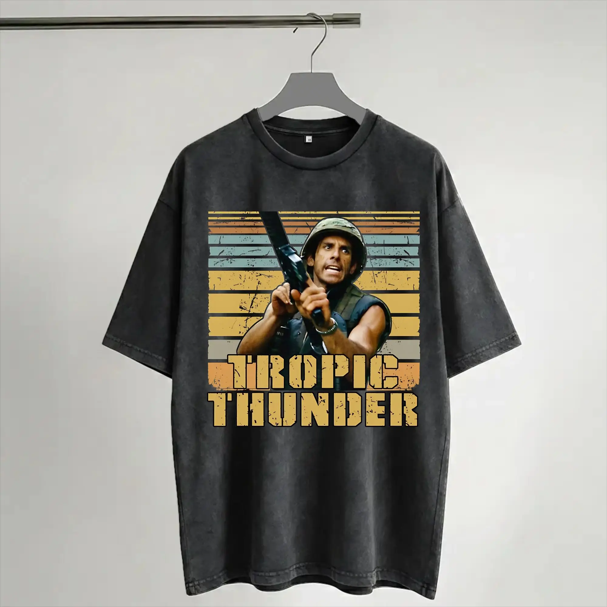 2026 Summer Tropic Thunder Movie Washed T Shirts Outfit Harajuku T-Shirts  for Men Women Tee