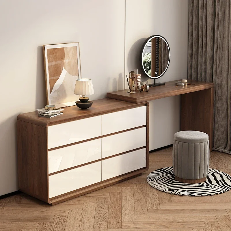 

White Bedroom Dresser Cabinet Modern Nordic Wood Women Led Mirror Makeup Table Storage Drawer Penteadeiras Furniture