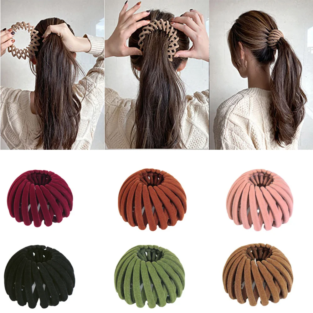 Friends Disk Hair Meatball Head Hair Fixed Women Velvet Hair Claw Ponytail Buckle Bird Nest Bun Maker Hair Accessories