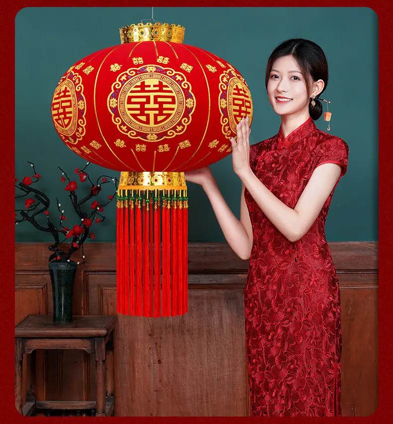 yjq wedding happy characters big red lanterns a pair of festive pendants door wedding decoration supplies