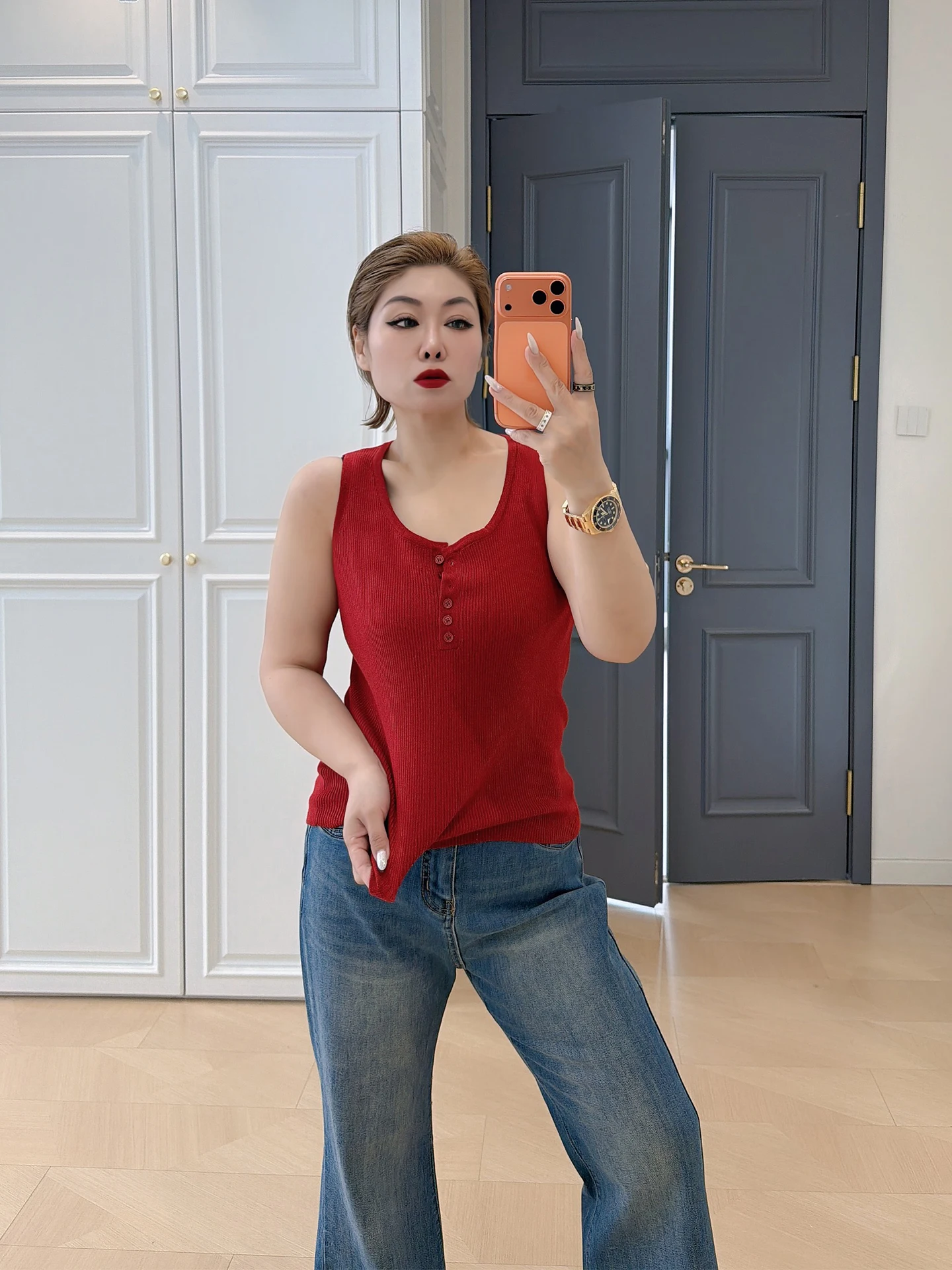 

Large Size Women's Casual Woolen Vest Simple Pure Color Button f Open Collar Knitwear Comfortable Breathable Spring Top