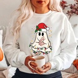 Cute Christmas Ghost Tree Cake Sweatshirt Merry Christmas Shirt Kawaii Christmas Sweater Happy New Year Hoodie Xmas Gifts