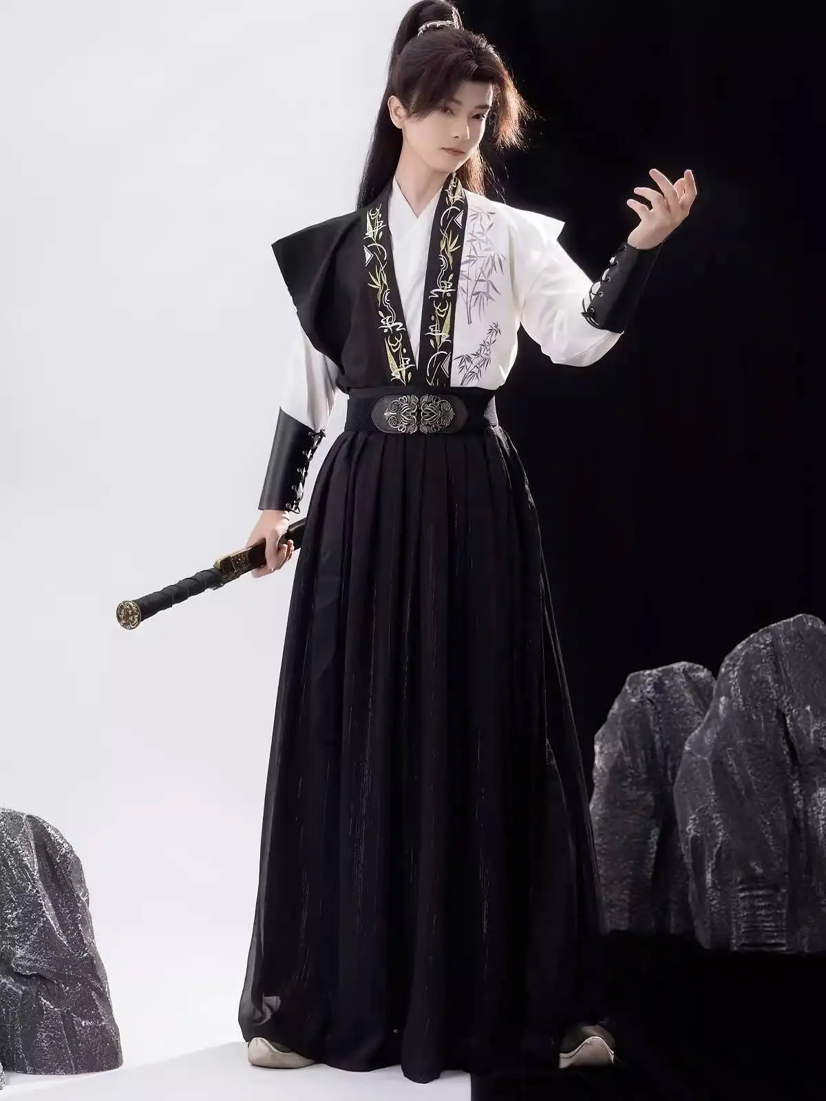 

New Hanfu Women Men Unisex Crossed Collars Chivalrous Expert Handsome Daily Chinese Style Embroidery Carnival Halloween Cosplay