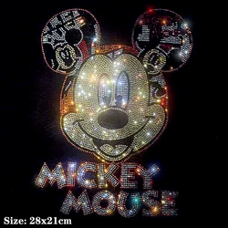 Disney Mickey Minnie Mouse Shiny iron on applique patches hot fix rhinestone transfer motifs for shirt dress.