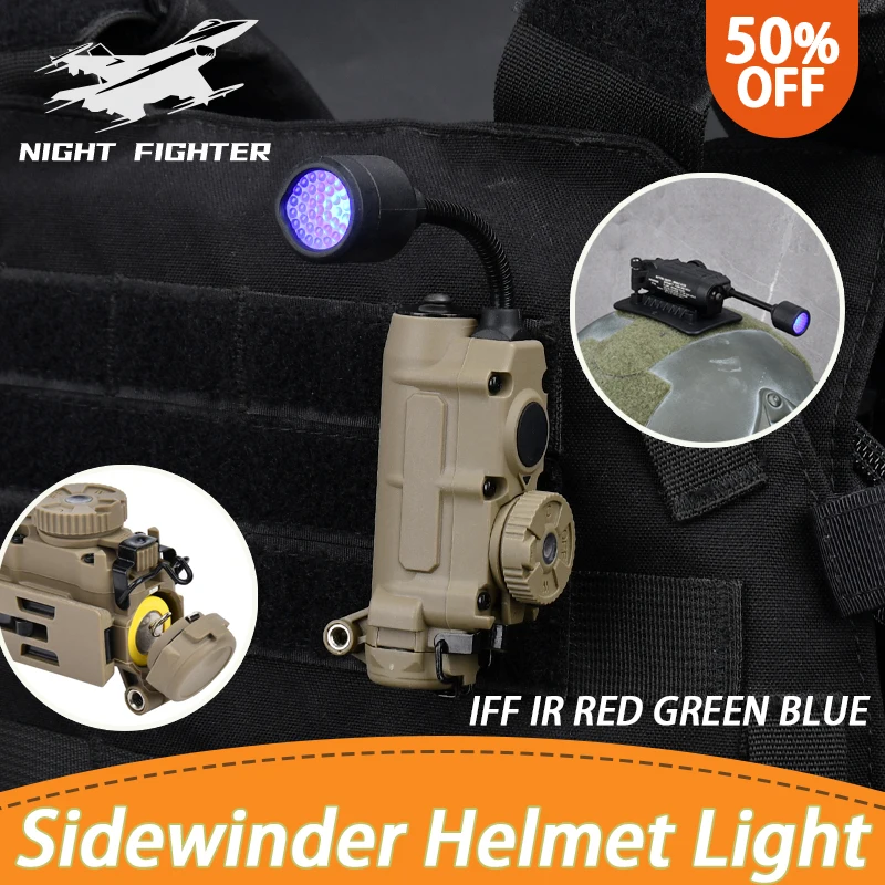 

Sidewinder Head Lamp Tactical Helmet Strobe Light Red Green Blue White IR Light LED Strobe IFF Outdoor Hunting Auxiliary Lightin