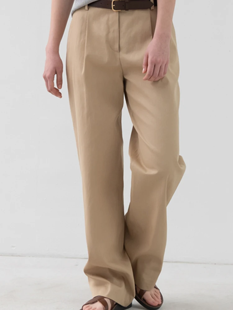 

Lerobe Women's Casual Cotton Pants High Waist Straight Leg Comfortable Long Trousers Spring Summer New Sle Korean Version