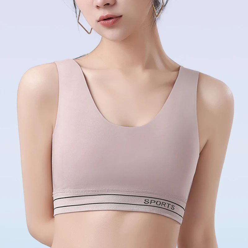 Ice Silk Shockproof Sports Bra Removable Chest Pad Vest Style Beauty Back Bra Can Be Worn Externally Sports Fitness Underwear