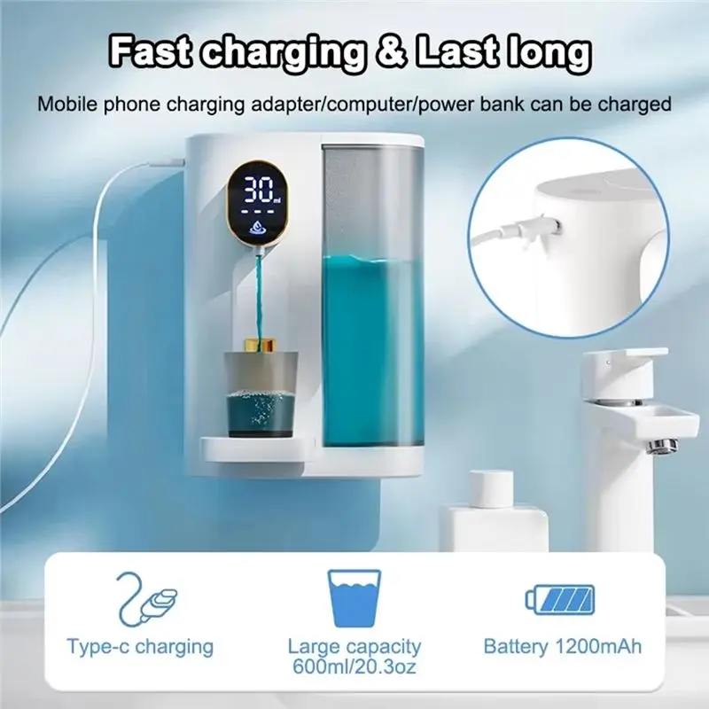 ABHI-Automatic Mouthwash Dispenser Wall Mounted With4 Adjustable Levels Includes Cup Forbathroom