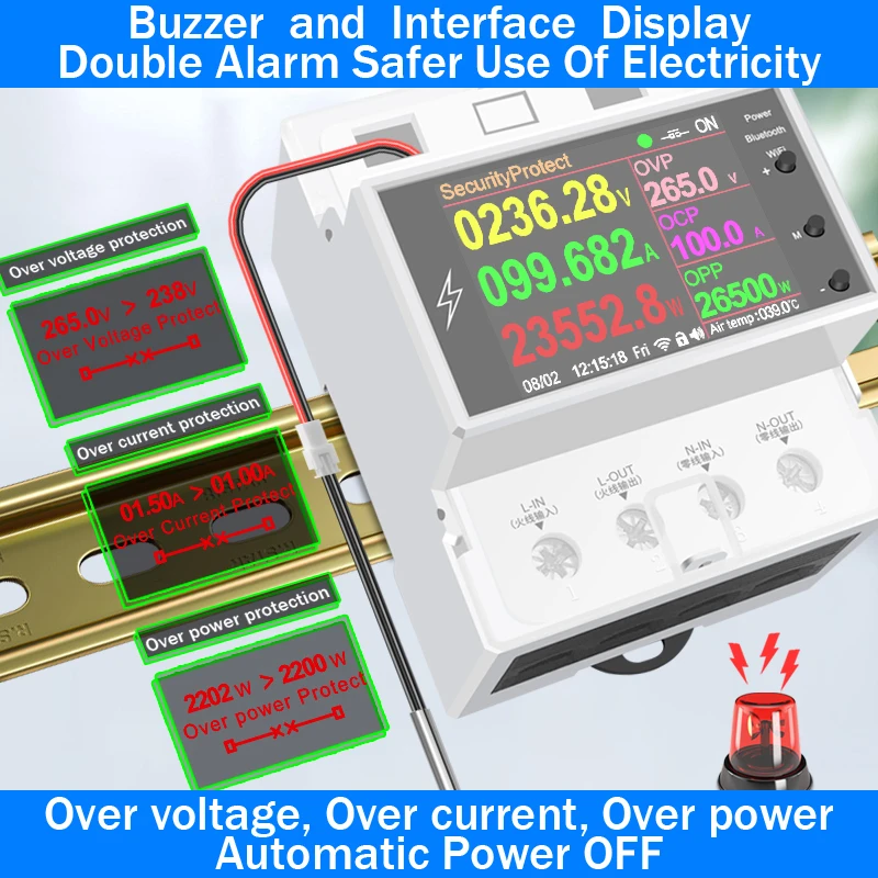 Imagem -02 - Atorch-din Rail Termostato Incubadora Controlador de Temperatura Temporizador para Refrigeração por Aquecimento At4ptw Wifi ac 220v 100a
