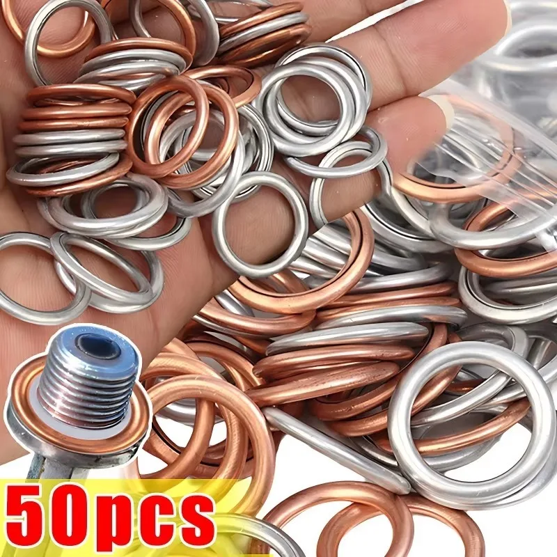 200/10pcs Car Oil Pan Drain Gasket Drainage Bolt Pad Aluminum/ Copper Oil Drain Plug Gasket Cars Accessories for Volkswagen Audi