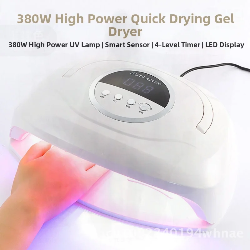320W High-Power Nail Art Phototherapy Lamp Quick-Drying Double Light Source Automatic Induction for Hands White Light