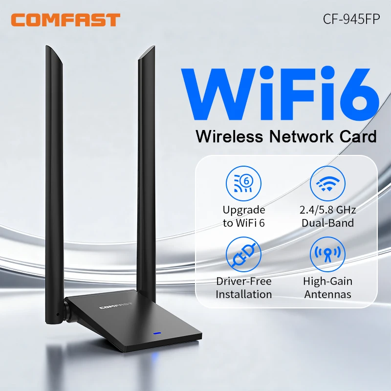 

COMFAST WiFi6 USB Adapter 2.4G&5G AX1800 Antenna Dongle USB3.0 Wireless Dongle Network Card WiFi6 Adapter For PC/Laptop Win10/11