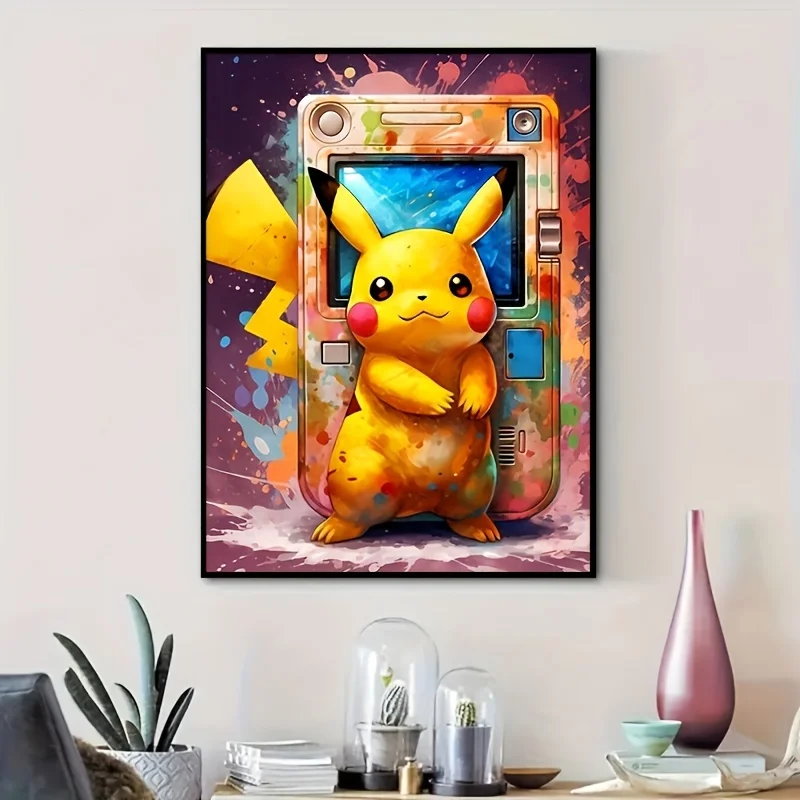 

Vintage Cartoon Anime Pokemon Games Pikachu Poster Wall Art Prints Canvas Painting Wall Decor Living Room Home Decor (No Frame)