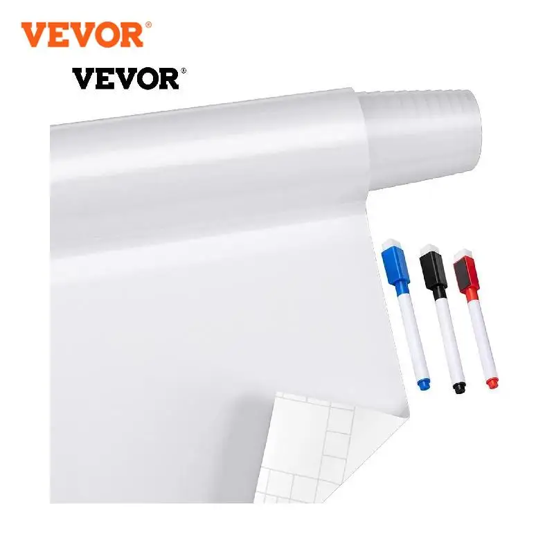 VEVOR 8x4 ft White Board Paper, Dry Erase Whiteboard Paper w/Adhesive Backing, Stick PET Surface, for Home and Office