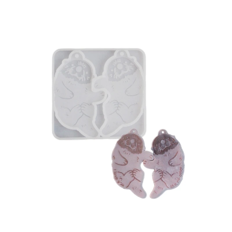 Moldes colgantes silicona con forma nutria para hacer joyas, artesanía artística hecha a mano