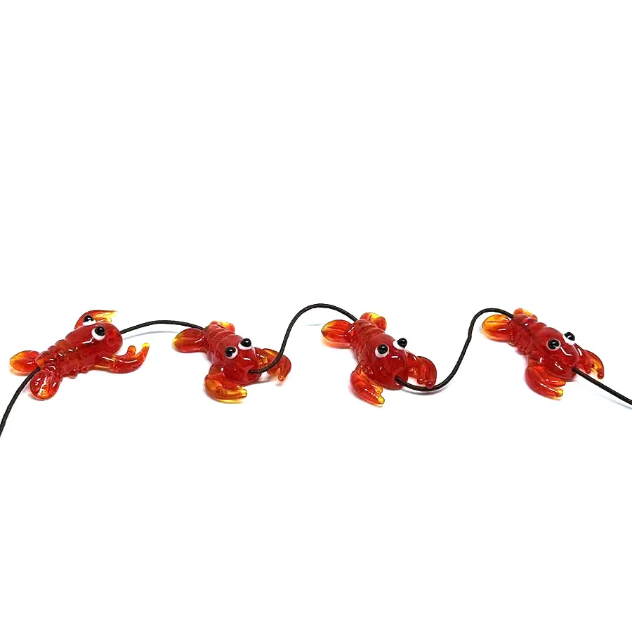 2pcs Small Crab Lobster Glass Beads Hand Perforated Spacer Beads for Jewelry Making DIY Bracelet Pendant Earrings Necklace