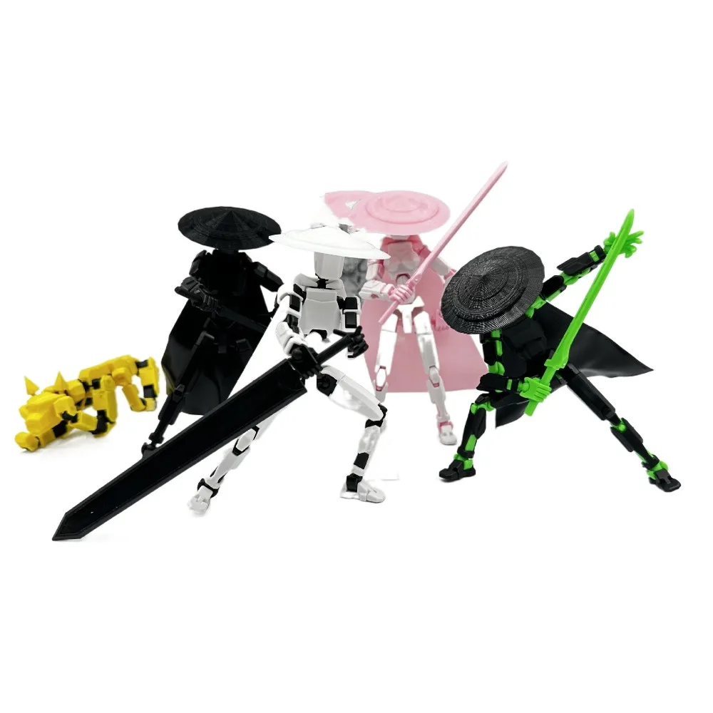 Novelty Sparta Movable Robot Chivalrous Expert Cape 3D Printed Mannequin Cloak Bamboo Hat Shapeshift Robot Kids Adults