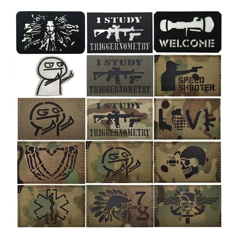Nationalflaggen Moral Emblem IR Reflektierender Aufnäher mit Klettverschluss, militärischer Aufkleber, taktische Applikationsabzeichen für Rucksack, Armband