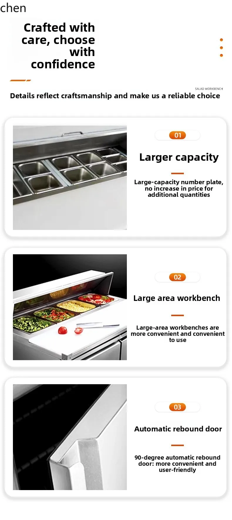 HXL Salad Workbench Refrigerated Freezer Workbench Cold Storage Fresh-Keeping Operation Table