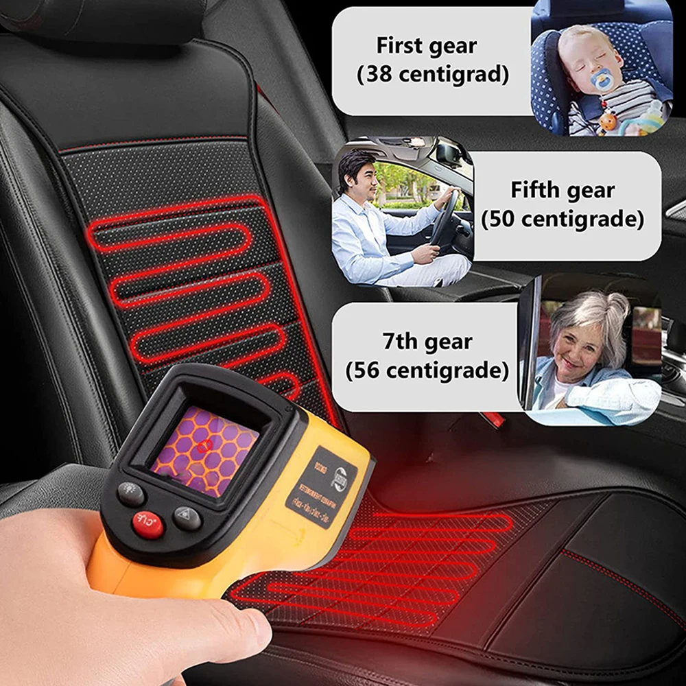 Heart Horse Winter Car Heated Seat Cover 30s Fast Heating Seat Cushion Keep Warm Chair Heater Reduce Stress 12V/24V Universal