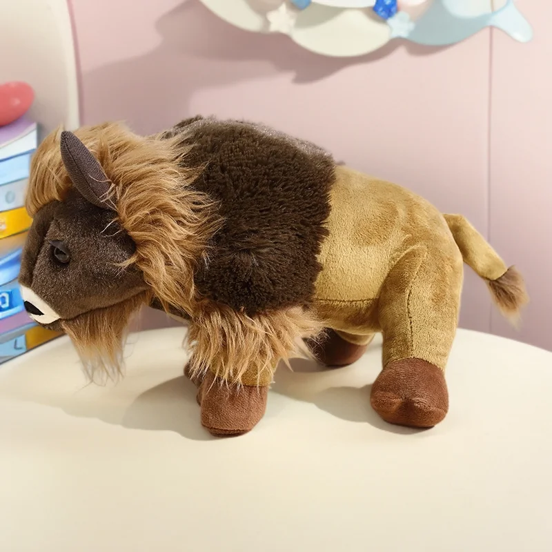 25–35 cm INS wie echtes Bison-Plüschtier, Stofftier, Wildtier, Rinder, simulierter Büffel, Heimdekoration, Geburtstagsgeschenke für Kinder und Mädchen