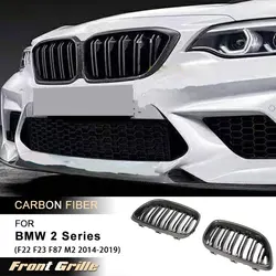 Front Bumper Racing Grille for BMW 2 Series F22 F23 F87 M2 220i M240i 2014-2019 Replacement Front Grill Carbon Fiber with ABS