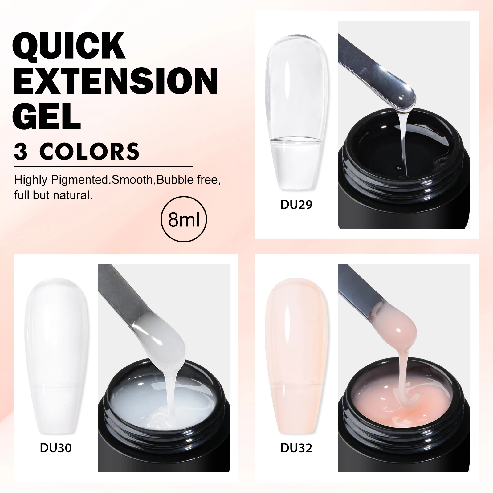 8 قطع/مجموعة جل أظافر سريع البناء مع معطف علوي وأدوات أظافر، أبيض حليبي شفاف، سهل تمديد الأظافر، فيرنيس LED بالأشعة فوق البنفسجية #1