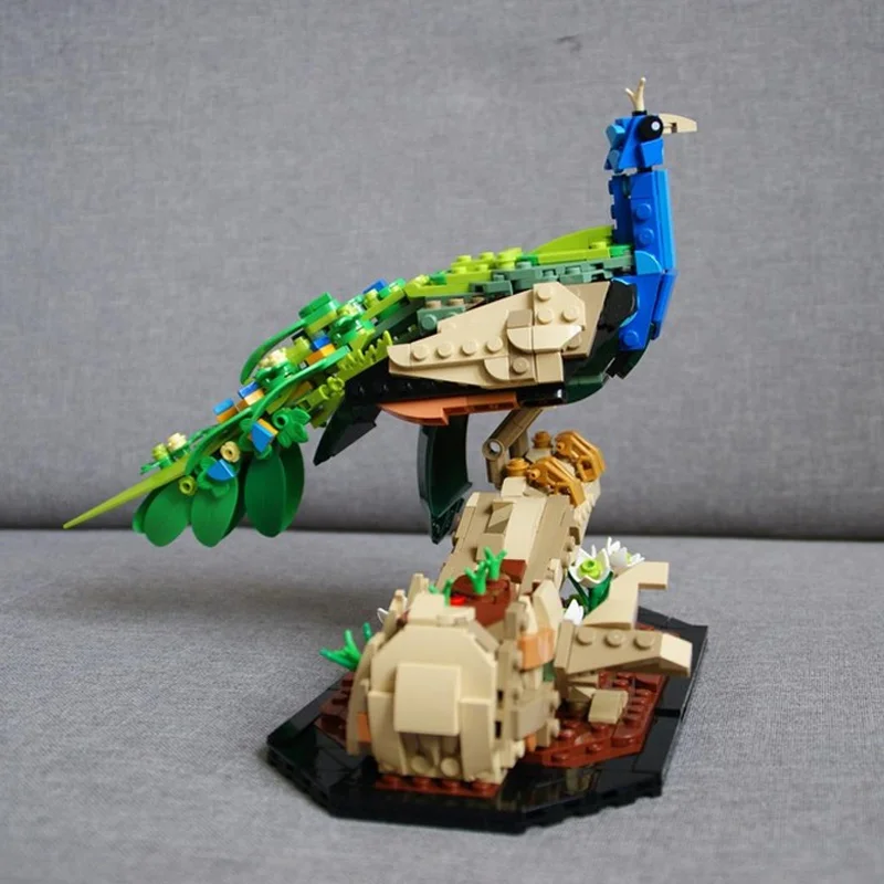 727PCS MOC Exotische Pauw Modulaire Bouwstenen DIY Kleurrijke Vogel Model Dier Educatief Speelgoed Creatieve Montage Gift