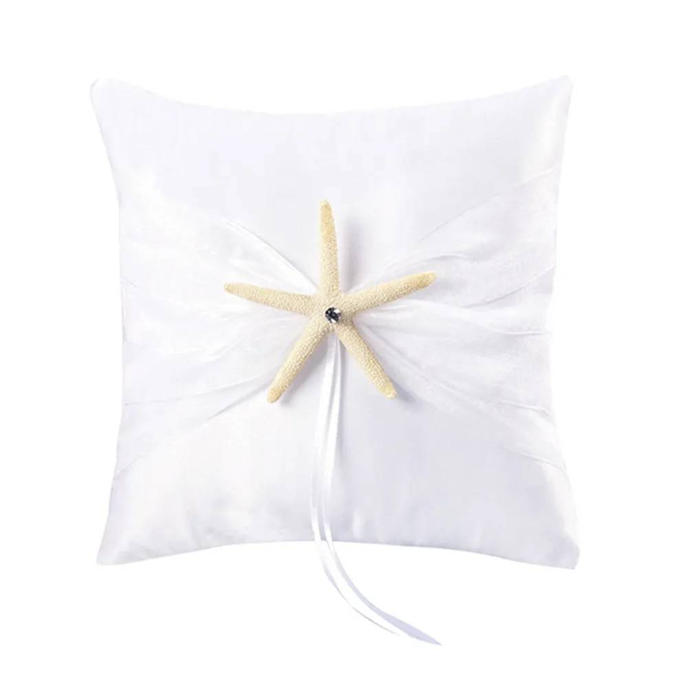 Romantic Sea Star Wedding Ring Pillow Ocean Theme Ring Bearer Cushion Fine Workmanship Soft Touch Ceremony Decor Home Bed