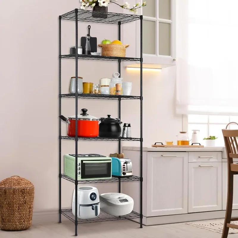 6-Wire Shelving Metal Storage Rack Adjustable Shelves,Standing Storage Shelf Units for Laundry Bathroom Kitchen Pantry Closet