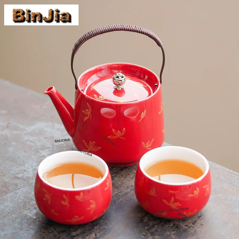 

Чайный набор «Запретный город» с орхидеями и золотым декором, полный комплект, ручная работа, для чайной церемонии, с чайником и чашками, декоративный набор для чаепития