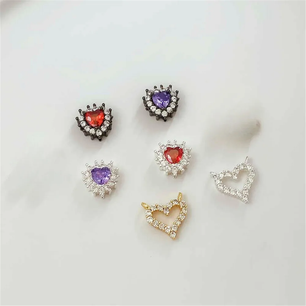 

14K Gold Silver Filled Zirconium Heart Double-hanging Spacer Beads Scattered Beads Handmade DIY Jewelry Accessories