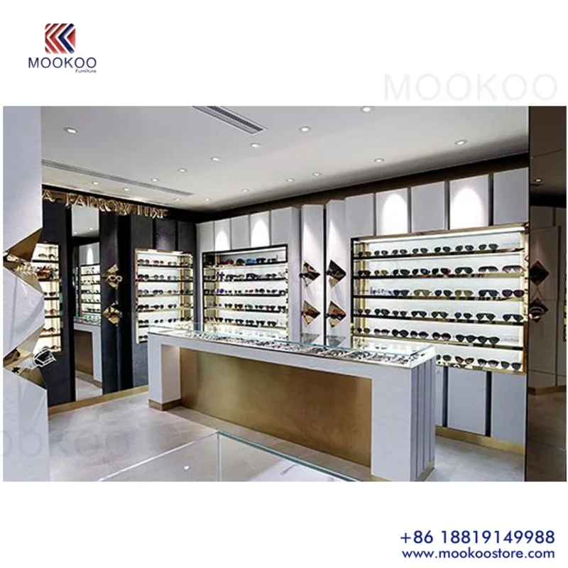 custom.Mookoo High-End Modern Fashion Display Racks Stylish Optical Design LED Lit Customizable Shop