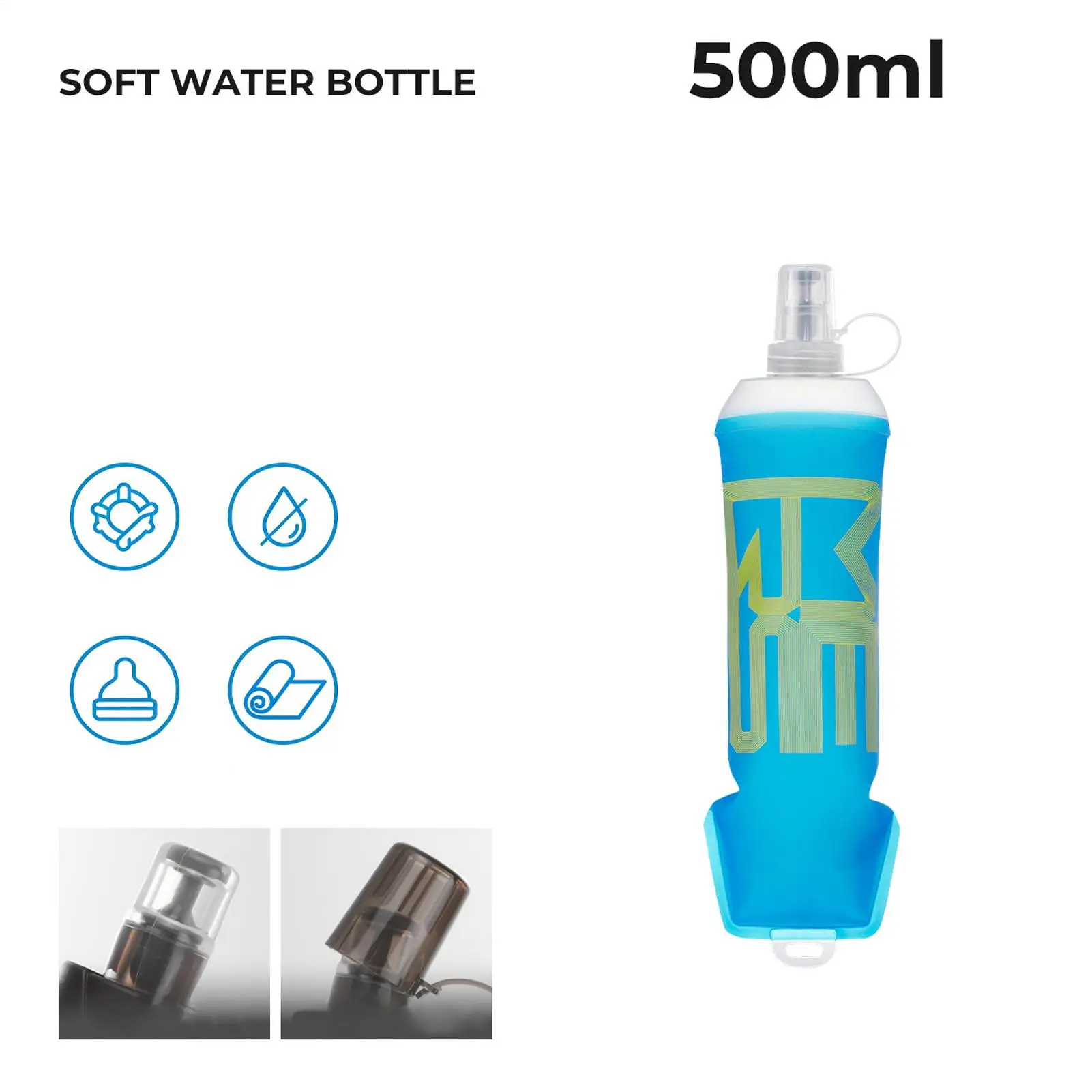 

Soft Flask 500ml Food Grade Hydration Reusable Folding Water Bottle For Running For Men Women Outdoor Sports Travel Cruise