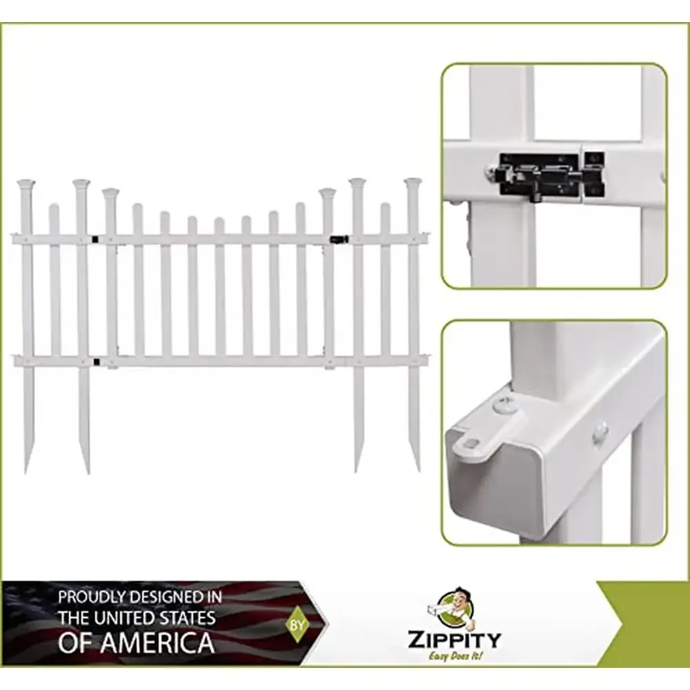 مجموعة بوابة ماديسون من الفينيل مع أجنحة السياج 62 بوصة عرض × 30 بوصة ارتفاع أبيض معاد تدويره من مادة PVC الخضراء، أجهزة سهلة التركيب متضمنة #2