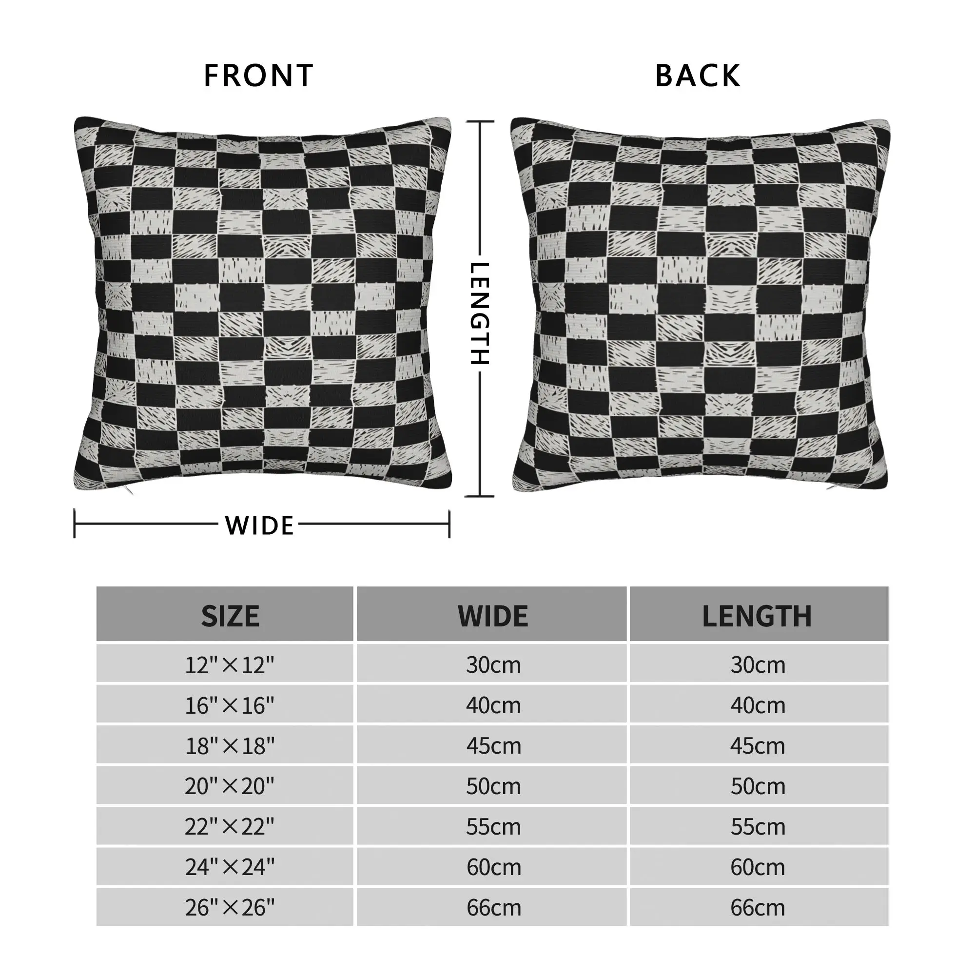 Hand Drawn Sketch Checkered Pillow Case  Comfy Pillow Cover For Office Car Home Decor Vintage Pillowcases