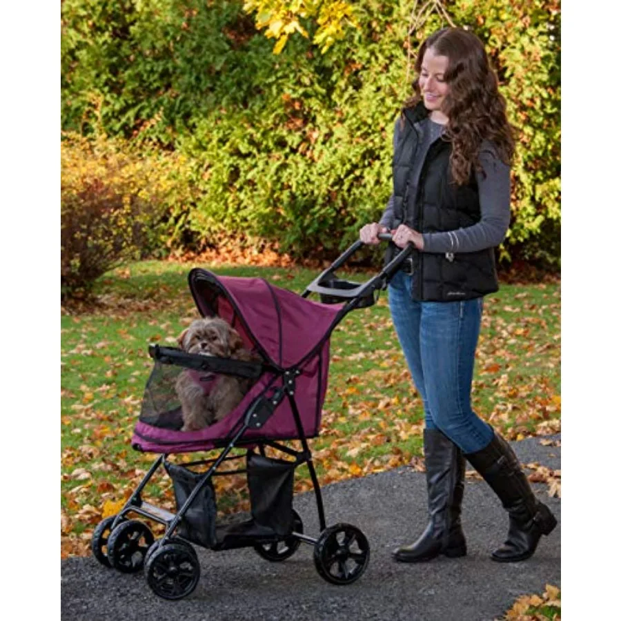 

Pet Gear No-Zip Happy Trails Lite Pet Stroller for Cats/Dogs, Zipperless Entry, Easy Fold with Removable Liner, Safety Tether,