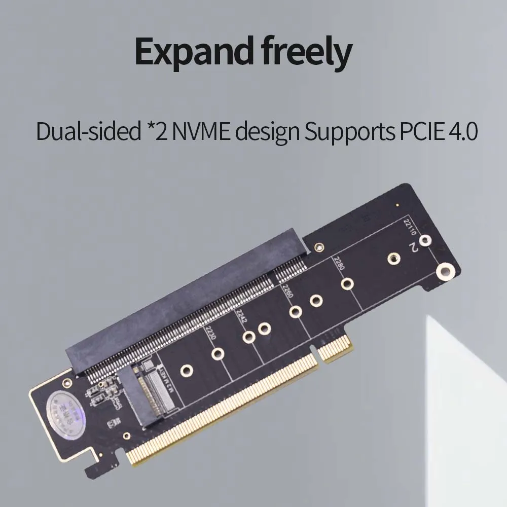 TISHRIC Scheda di espansione divisa Scheda adattatore PCIE 4.0 canali PCIe da X16 a X8 X4 + X4 Supporto scheda divisa Dual M.2 NVMe 2230 22110 SSD