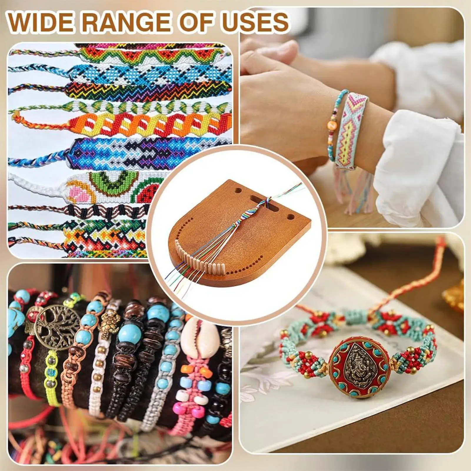 

Wooden Bracelet Maker Jewelry Braiding Craft Accessories Friendship Bracelet Maker for Kids Girls Children Women Hobbyists