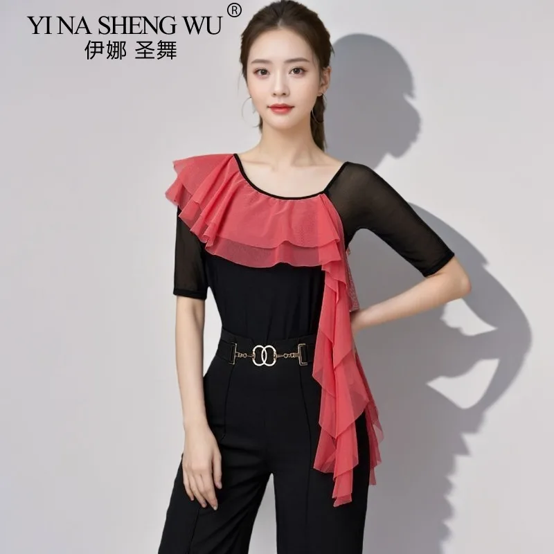 Sexy Latin Dance Top Vrouwen Moderne Dansen Wals Prestaties Bodysuit Ballroom Dans Nationale Standaard Dans Praktijk Top