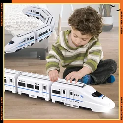 Harmony Railcar Simulation High-speed Railway Train Toys 3D Electric Bullet Train with Light Model Building Toy GIft Car for Kid