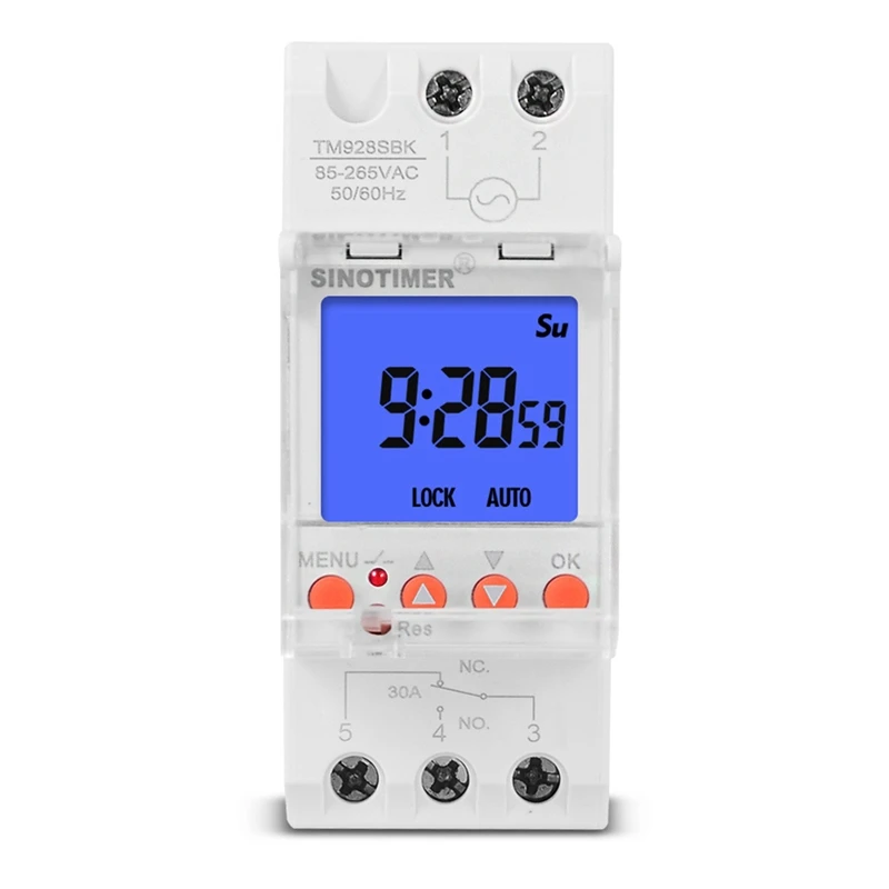 Sinotimer Tm928sbkl Tweede Bediening Groot Scherm Display Vervangbare Timer Schakelaar Backlight-85-265V 30a