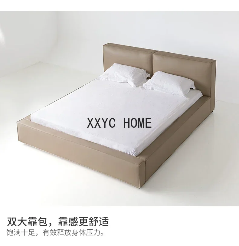 

Green Leather/Genuine Leather Light Luxury Double Bed 1.8 M Big Bed/Modern Minimalist Style