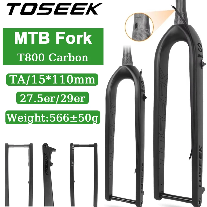 

TOSEEK Full Carbon MTB Fork 27.5/29 Hide Cable Boost Bicycle Rigid Forks 15*110MM Mountain Bike Fork Fit Disc Brake Bike Part