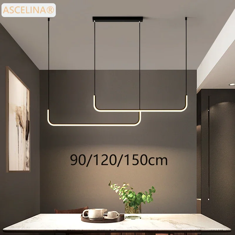 Modern LED Pendant Lights Home Decor Black Dining Table Dining Room Kitchen Hanging Lamps Indoor Decorative led Lighting Lustre