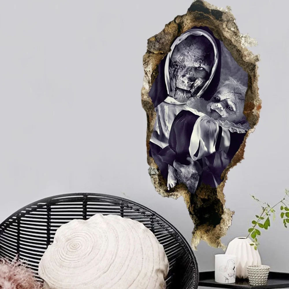 

1Pc Halloween Wall Stickers 3D Broken Wall Halloween Wall Stickers For Home Decoration Ornaments Halloween Party